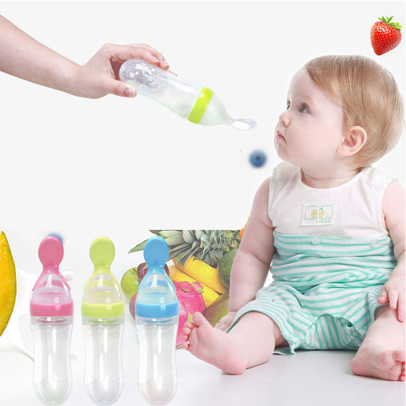 Safe Newborn Baby Feeding Bottle Toddler Silicone Squeeze Feeding Spoon Milk Bottle Baby Training Feeder Food Supplement - vibelya