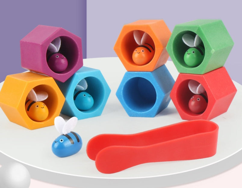 Wooden Beehive Toy Color Sorting Game for Kids - vibelya