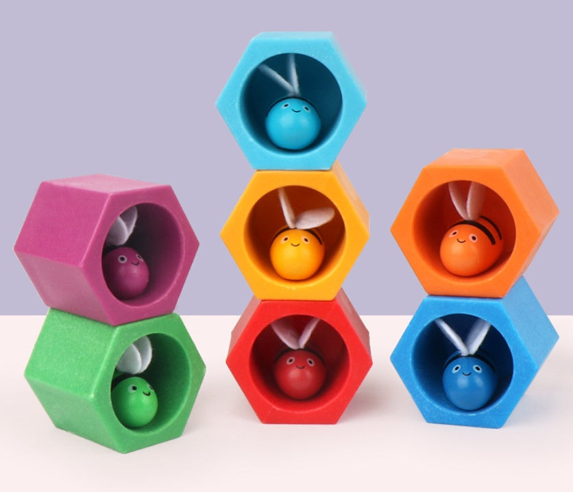 Wooden Beehive Toy Color Sorting Game for Kids - vibelya