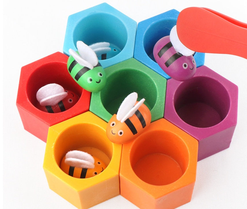 Wooden Beehive Toy Color Sorting Game for Kids - vibelya