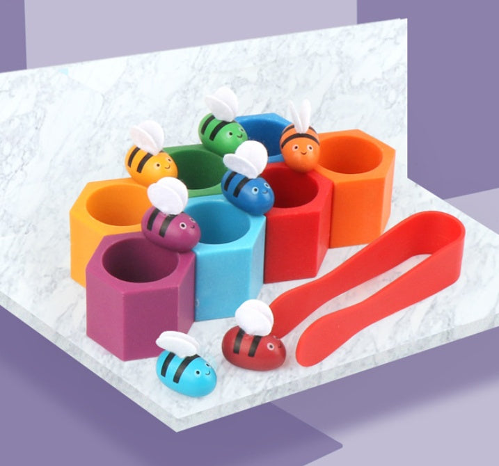 Wooden Beehive Toy Color Sorting Game for Kids - vibelya
